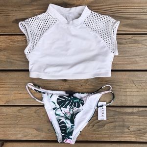 White with leaves swim bottoms